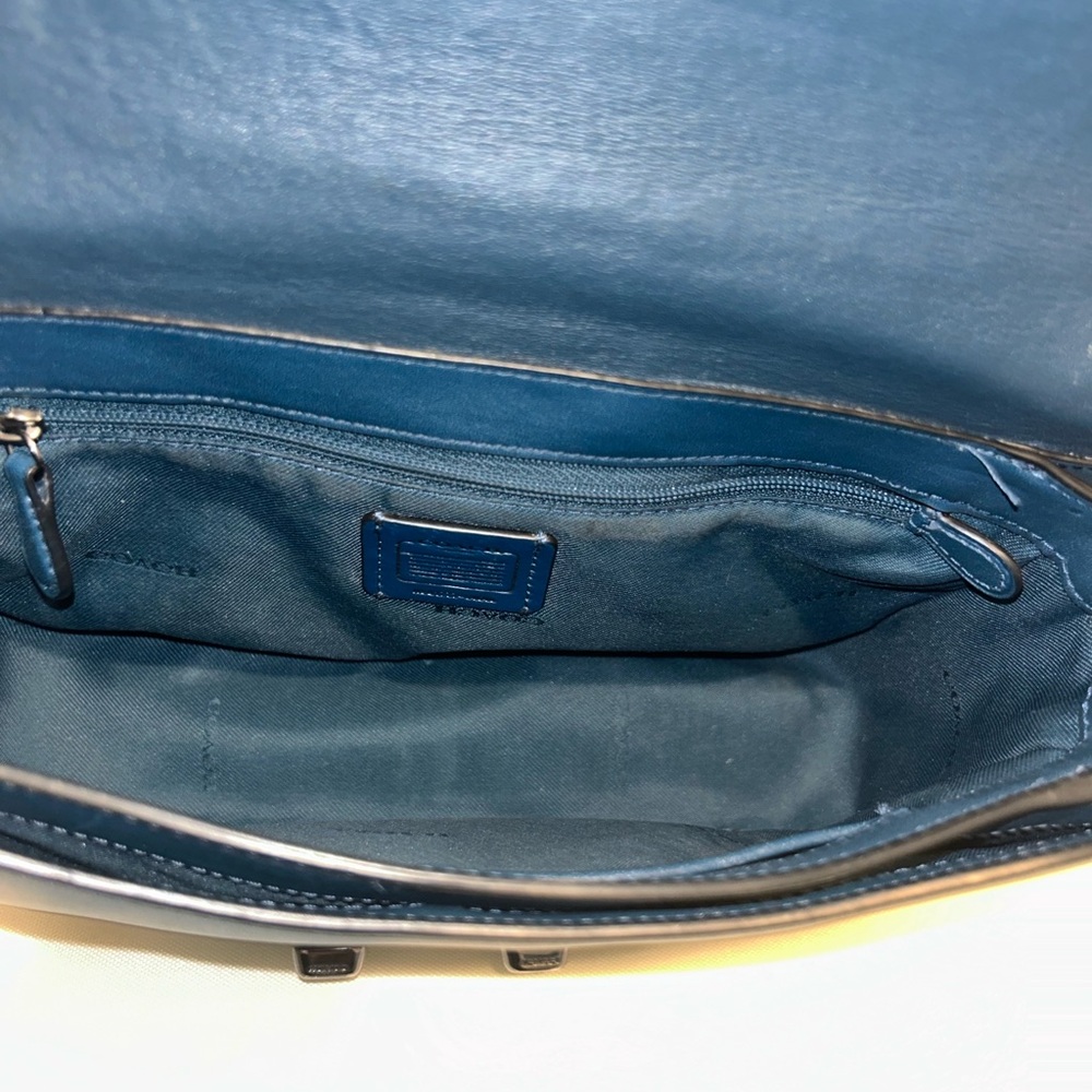 Coach Navy Leather Chain Shoulder Bag - Picture 7 of 11